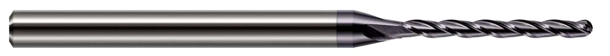 Photograph of a Harvey Tool 841020 | 0.0200" (.5 mm) Cutter DIA x 0.1000" Length of Cut Carbide Ball End Mill, 4 Flutes