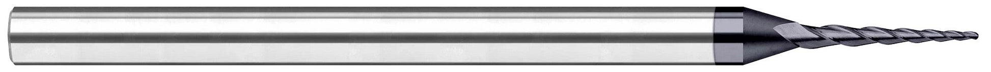 Photograph of a Harvey Tool 802130 | 0.0300" Cutter DIA x 0.1560" (5/32) Length of Cut Carbide Tapered Ball End Mill, 3 Flutes