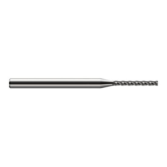 Harvey Tool 981915 | 1/8" Diameter x 1/8" Shank x 1" LOC x 2-1/2" OAL 0.0150" Radius Uncoated Carbide Corner Radius End Mill