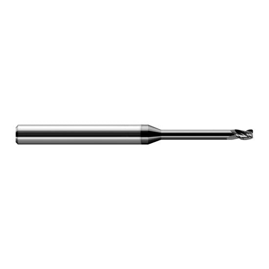 Harvey Tool 43012-C4 | 3/16" Diameter x 3/16" Shank x 9/32" LOC x 3" OAL 0.0150" Radius Amorphous Diamond Coated Carbide Corner Radius End Mill