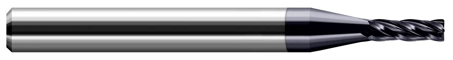 Photograph of a Harvey Tool 833025 | 0.2500" (1/4) Cutter DIA x 0.0250" Radius x 0.3750" (3/8) Length of Cut Carbide Corner Radius End Mill, 3 Flutes
