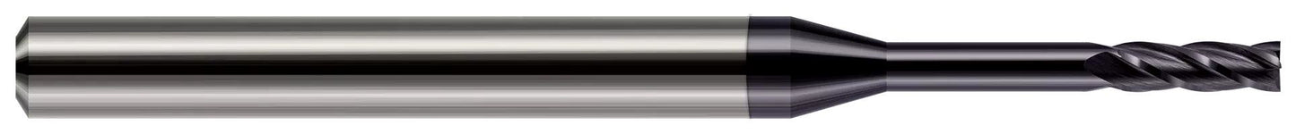 Photograph of a Harvey Tool 896862-C3 | 0.0620" (1/16) Cutter DIA x 0.1860" Length of Cut x 0.4370" (7/16) Reach Carbide Square End Mill, 4 Flutes, AlTiN Coated