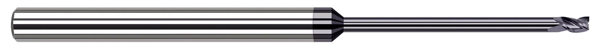 Photograph of a Harvey Tool 982140-C4 | 0.0400" Cutter DIA x 0.0600" Length of Cut x 0.4000" Reach Carbide Square End Mill, 3 Flutes, Amorphous Diamond Coated