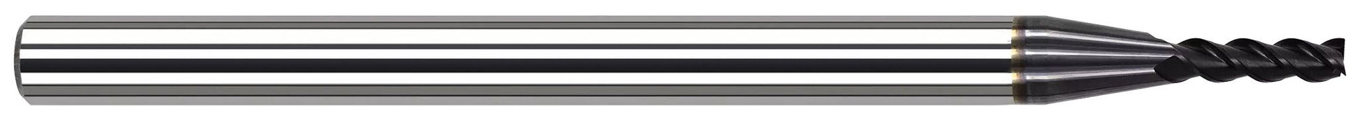 Photograph of a Harvey Tool 797162-C6 | 0.0620" (1/16) Cutter DIA x 0.0100" Radius x 0.0930" (3/32) Length of Cut Carbide Corner Radius End Mill for Exotic Alloys, 4 Flutes, AlTiN Nano Coated
