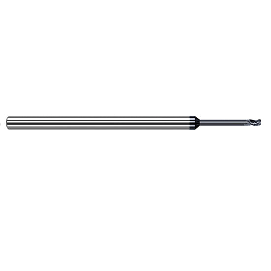 Harvey Tool 980745-C6 | 2.000mm Diameter x 4.000mm Shank x 3.000mm LOC x 50.000mm OAL 0.200mm Radius AlTiN Nano Coated Carbide Corner Radius & Corner Chamfer End Mil