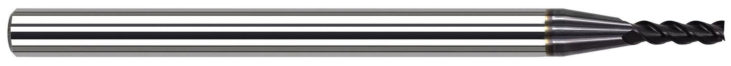 Photograph of a Harvey Tool 875455-C6 | 0.0550" (1.4 mm) Cutter DIA x 0.1650" Length of Cut Carbide Square End Mill for Exotic Alloys, 4 Flutes, AlTiN Nano Coated