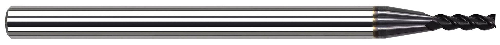 Photograph of a Harvey Tool 875455-C6 | 0.0550" (1.4 mm) Cutter DIA x 0.1650" Length of Cut Carbide Square End Mill for Exotic Alloys, 4 Flutes, AlTiN Nano Coated