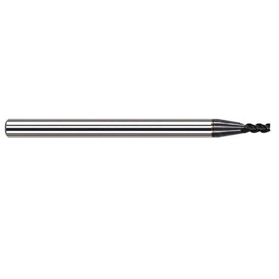 Harvey Tool 980315-C3 | 1/64" Diameter x 1/8" Shank x 5/64" LOC x 2-1/2" OAL 0.0020" Radius 3FL AlTiN Coated Carbide Corner Radius & Corner Chamfer End Mill for Free Machining Steels