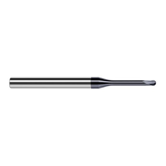 Harvey Tool 32047-C6 | 3/64" Diameter x 1/4" Shank x 0.0380" LOC x 2-1/2" OAL 2FL AlTiN Nano Coated Carbide Ball End Mill