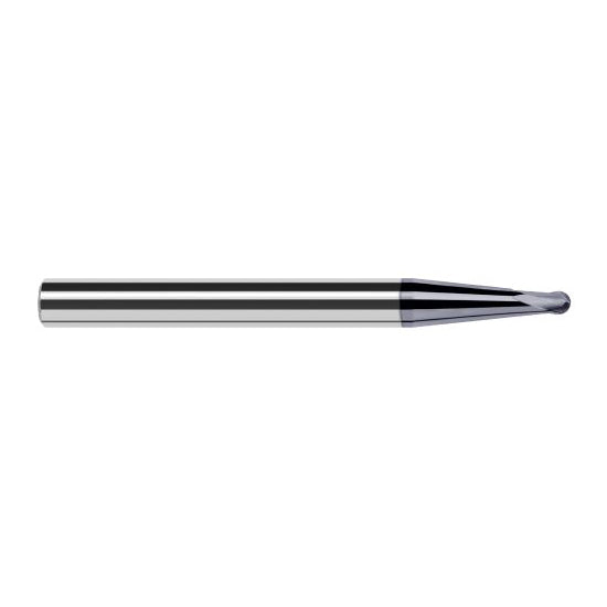Harvey Tool 922316-C6 | 1/4" Diameter x 3/8" Shank x 0.2000" LOC x 4" OAL 2FL AlTiN Nano Coated Carbide Ball End Mill