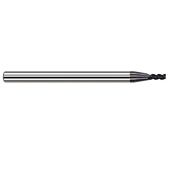 Harvey Tool 976831-C3 | 1.400mm Diameter x 4.000mm Shank x 4.000mm LOC x 50.000mm OAL 0.100mm Radius 3FL AlTiN Coated Carbide Corner Radius & Corner Chamfer End Mill for Medium Alloy Steels