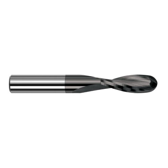 Harvey Tool 49612-C4 | 3/16" Diameter x 3/16" Shank x 0.5700" LOC x 2" OAL 2FL Amorphous Diamond Coated Carbide Ball End Mill