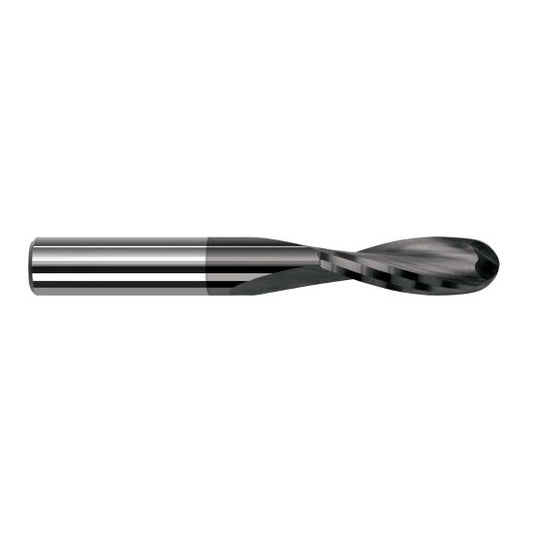 Harvey Tool 49612-C4 | 3/16" Diameter x 3/16" Shank x 0.5700" LOC x 2" OAL 2FL Amorphous Diamond Coated Carbide Ball End Mill