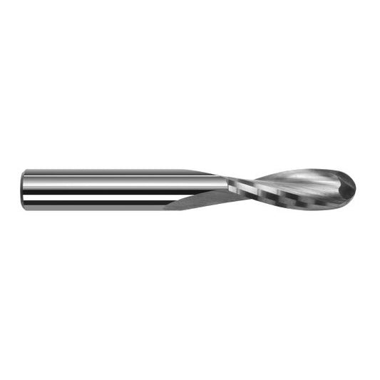 Harvey Tool 962412 | 3/16" Diameter x 3/16" Shank x 9/32" LOC x 2" OAL 2FL Uncoated Carbide Ball End Mill