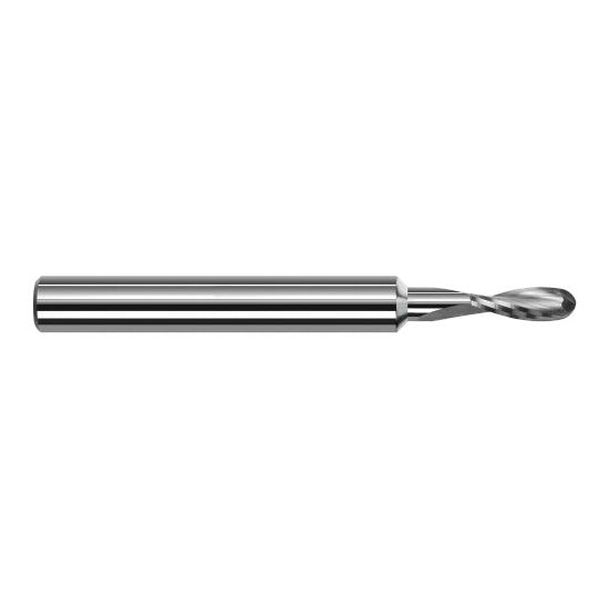Harvey Tool 964547 | 3/64" Diameter x 1/8" Shank x 9/64" LOC x 1-1/2" OAL 2FL Uncoated Carbide Ball End Mill