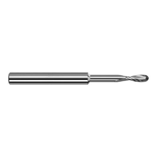Harvey Tool 976308 | 1/8" Diameter x 1/8" Shank x 3/8" LOC x 2" OAL 2FL Uncoated Carbide Ball End Mill