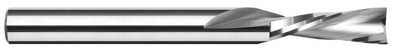 Photograph of a Harvey Tool 998550 | 0.0500" Cutter DIA x 0.1500" Length of Cut Carbide Square Downcut End Mill for Plastic, 2 Flutes