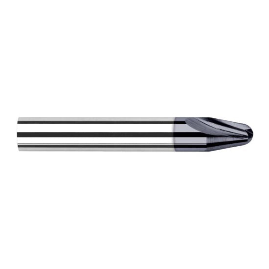 Harvey Tool 75104-C3 | 15 Degree Taper Angle per Side 1/4" Diameter x 1/4" Shank x 0.2890" LOC x 2-1/2" OAL 2FL AlTiN Coated Solid Carbide Tapered End Mills