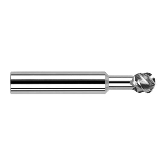 Harvey Tool 928808 | 270 Degree Sperical Ball 1/8" Diameter x 1/8" Shank x 0.1070" LOC x 3" OAL 4FL Uncoated Carbide Undercutting End Mill