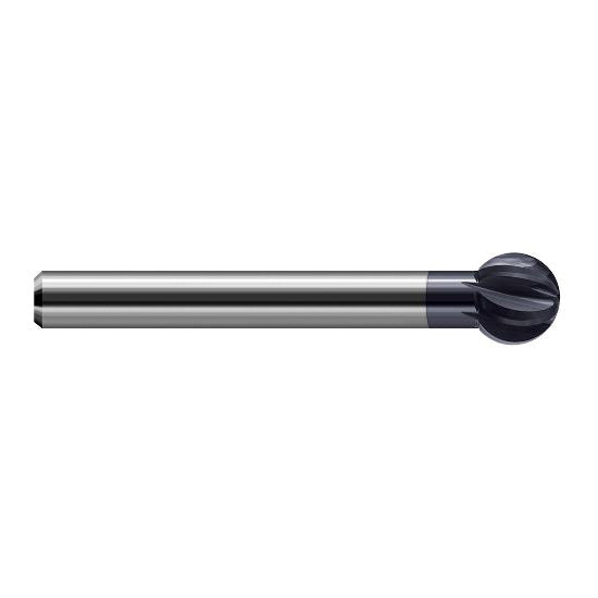 Harvey Tool 956132-C3 | 270 Degree Sperical Ball 1/2" Diameter x 5/16" Shank x 0.4320" LOC x 4" OAL 6FL AlTiN Coated Carbide Undercutting End Mill