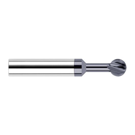 Harvey Tool 979193-C3 | 300 Degree Sperical Ball 0.0938" Diameter x 1/8" Shank x 0.0868" LOC x 1-1/2" OAL 2FL AlTiN Coated Carbide Undercutting End Mill