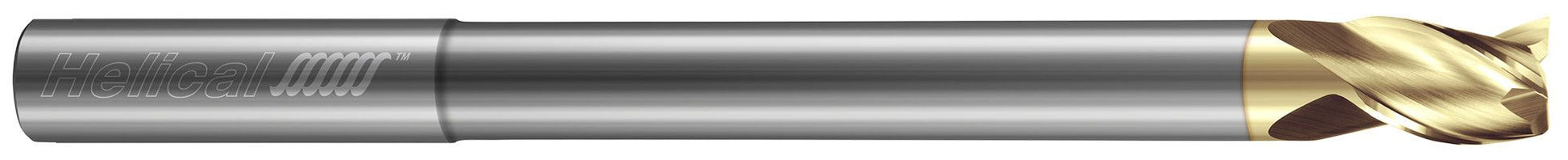 Photograph of a Helical Solutions 83443 |H35AL-RN-LX-30187 0.1875" (3/16) Cutter DIA x 0.1875" (3/16) Shank DIA x 0.2187" (7/32) Length of Cut x 3.0000" (3) Overall Length x 1.3120" (1-5/16) Reach Carbide 35Â° Helix Square End Mill for Aluminum, 3 Flutes, Uncoated - (H35AL-RN-LX-30187)