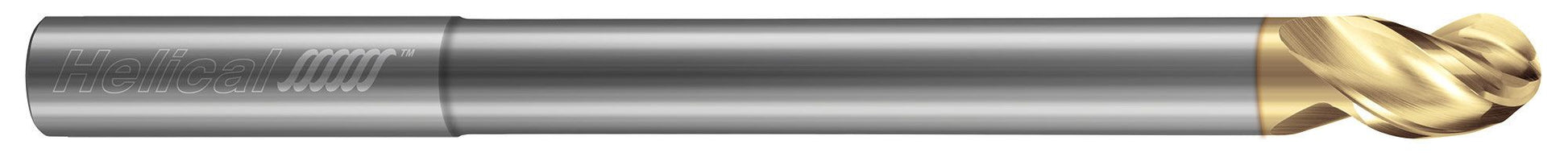 Photograph of a Helical Solutions 83565 |H40ALV-RN-X-30125-BN 0.1250" (1/8) Cutter DIA x 0.1250" (1/8) Shank DIA x 0.1562" (5/32) Length of Cut x 3.0000" (3) Overall Length x 1.5000" (1-1/2) Reach Carbide 40Â° Helix Ball End Mill for Aluminum, 3 Flutes, Uncoated - (H40ALV-RN-X-30125-BN)