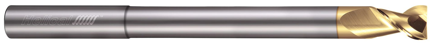 Photograph of a Helical Solutions 02407 |H45AL-RN-R-20750 0.7500" (3/4) Cutter DIA x 0.7500" (3/4) Shank DIA x 1.0000" (1) Length of Cut x 4.0000" (4) Overall Length x 2.0000" (2) Reach Carbide 45Â° Helix Square End Mill for Aluminum, 2 Flutes, ZPLUS Coated - (H45AL-RN-R-20750)