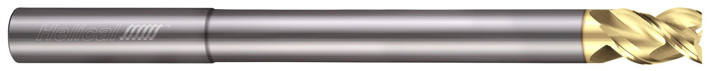 Photograph of a Helical Solutions 19192 |H45AL-RN-L-30312 0.3125" (5/16) Cutter DIA x 0.3125" (5/16) Shank DIA x 0.4375" (7/16) Length of Cut x 6.0000" (6) Overall Length x 3.1250" (3-1/8) Reach Carbide 45Â° Helix Square End Mill for Aluminum, 3 Flutes, ZPLUS Coated - (H45AL-RN-L-30312)