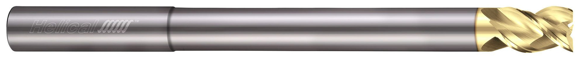 Photograph of a Helical Solutions 83714 |H45AL-RN-A-30312 0.3125" (5/16) Cutter DIA x 0.3125" (5/16) Shank DIA x 0.4375" (7/16) Length of Cut x 4.0000" (4) Overall Length x 1.7500" (1-3/4) Reach Carbide 45Â° Helix Square End Mill for Aluminum, 3 Flutes, ZPLUS Coated - (H45AL-RN-A-30312)