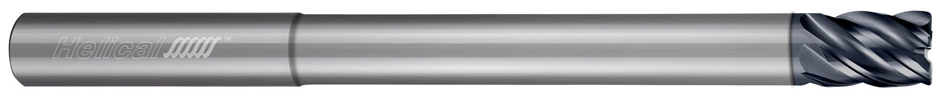 Photograph of a Helical Solutions 83029 |HEV-RN-X-50187-R.010 0.1875" (3/16) Cutter DIA x 0.1875" (3/16) Shank DIA x 0.0100" Radius x 0.2187" (7/32) Length of Cut x 3.0000" (3) Overall Length x 1.5000" (1-1/2) Reach Carbide Corner Radius End Mill for Steel, 5 Flutes, APLUS Coated - (HEV-RN-X-50187-R.010)