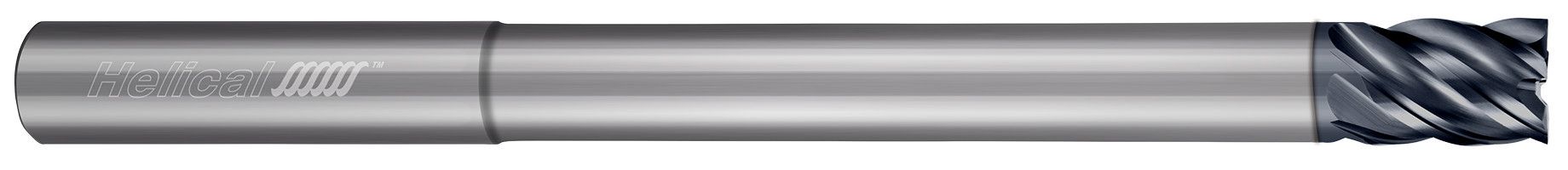 Photograph of a Helical Solutions 83019 |HEV-RNR-R-50375 0.3750" (3/8) Cutter DIA x 0.3750" (3/8) Shank DIA x 1.0000" (1) Length of Cut x 4.0000" (4) Overall Length x 2.1250" (2-1/8) Reach Carbide Square End Mill for Steel, 5 Flutes, APLUS Coated - (HEV-RNR-R-50375)