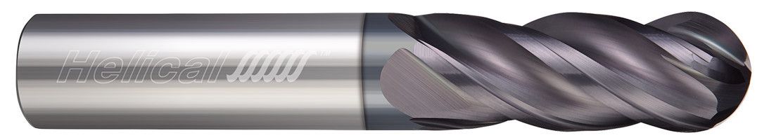 Photograph of a Helical Solutions 83946 |HSV-S-40281-BN 0.2812" (9/32) Cutter DIA x 0.3125" (5/16) Shank DIA x 0.0000" Radius x 0.4375" (7/16) Length of Cut x 2.0000" (2) Overall Length Carbide Ball End Mill for Steel, 4 Flutes, APLUS Coated - (HSV-S-40281-BN)