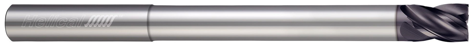 Photograph of a Helical Solutions 83497 |HSV-RN-LX-40125 0.1250" (1/8) Cutter DIA x 0.1250" (1/8) Shank DIA x 0.1562" (5/32) Length of Cut x 3.0000" (3) Overall Length x 1.0000" (1) Reach Carbide Square End Mill for Steel, 4 Flutes, APLUS Coated - (HSV-RN-LX-40125)