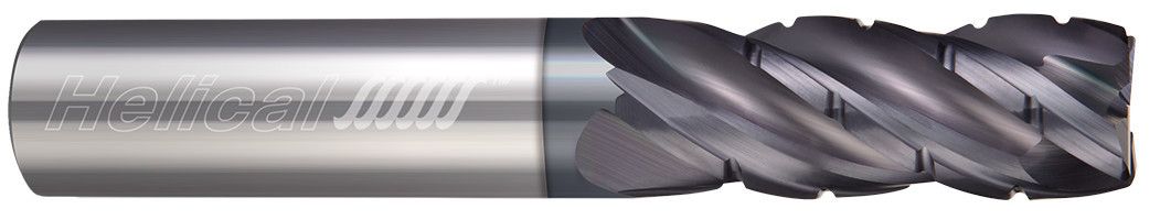 Photograph of a Helical Solutions 83480 |HSVR-C-R-40750-R.060 0.7500" (3/4) Cutter DIA x 0.7500" (3/4) Shank DIA x 0.0600" Radius x 1.6250" (1-5/8) Length of Cut x 4.0000" (4) Overall Length Carbide Corner Radius End Mill for Steel, 4 Flutes, APLUS Coated - (HSVR-C-R-40750-R.060)
