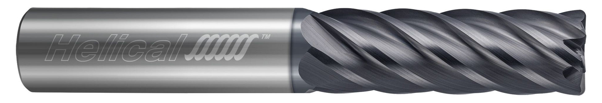 Photograph of a Helical Solutions 83907 |HVTI-046-60375-R.010 0.3750" (3/8) Cutter DIA x 0.3750" (3/8) Shank DIA x 0.0100" Radius x 1.7500" (1-3/4) Length of Cut x 4.0000" (4) Overall Length Carbide Corner Radius End Mill for Titanium, 6 Flutes, APLUS Coated - (HVTI-046-60375-R.010)