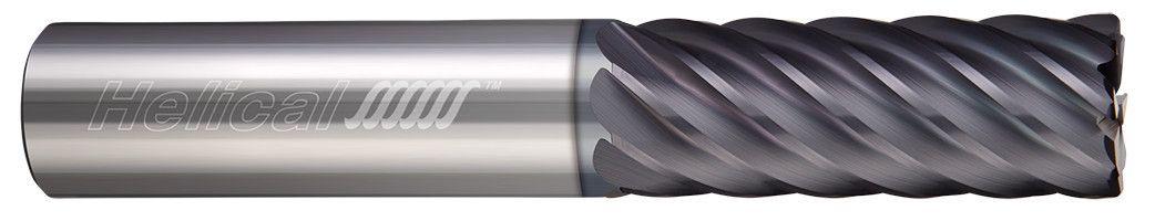 Photograph of a Helical Solutions 36196 |HXF-R-141000-R.060 1.0000" (1) Cutter DIA x 1.0000" (1) Shank DIA x 0.0600" Radius x 2.0000" (2) Length of Cut x 4.5000" (4-1/2) Overall Length Carbide Corner Radius End Mill for Steel, 14 Flutes, APLUS Coated - (HXF-R-141000-R.060)