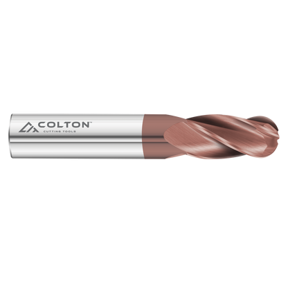 Photograph of Colton Cutting Tools 61512 | Carbide End Mill 4 Flute Ball End Standard CCT-1 Coated 3/8" Diameter x 1" LOC x 2 1/2" OAL