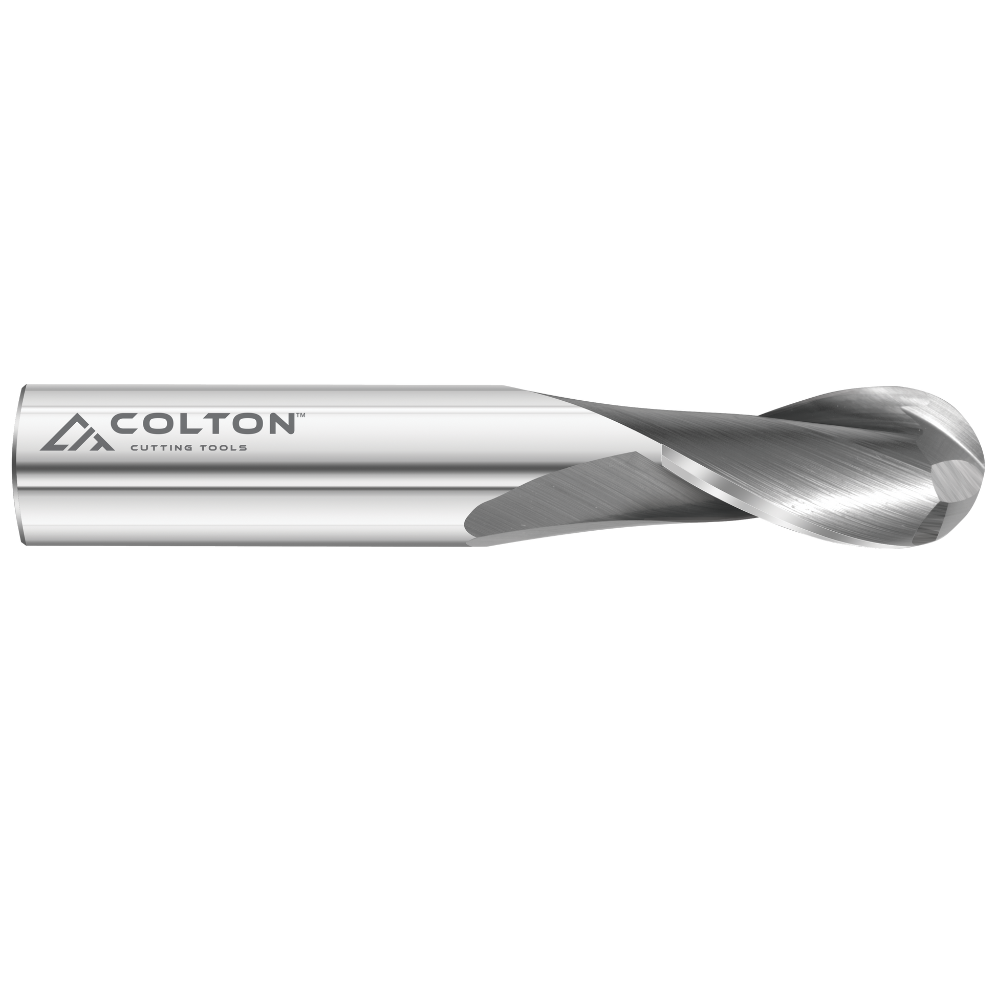Image of a Colton 2 flute, ball end standard length end mill.