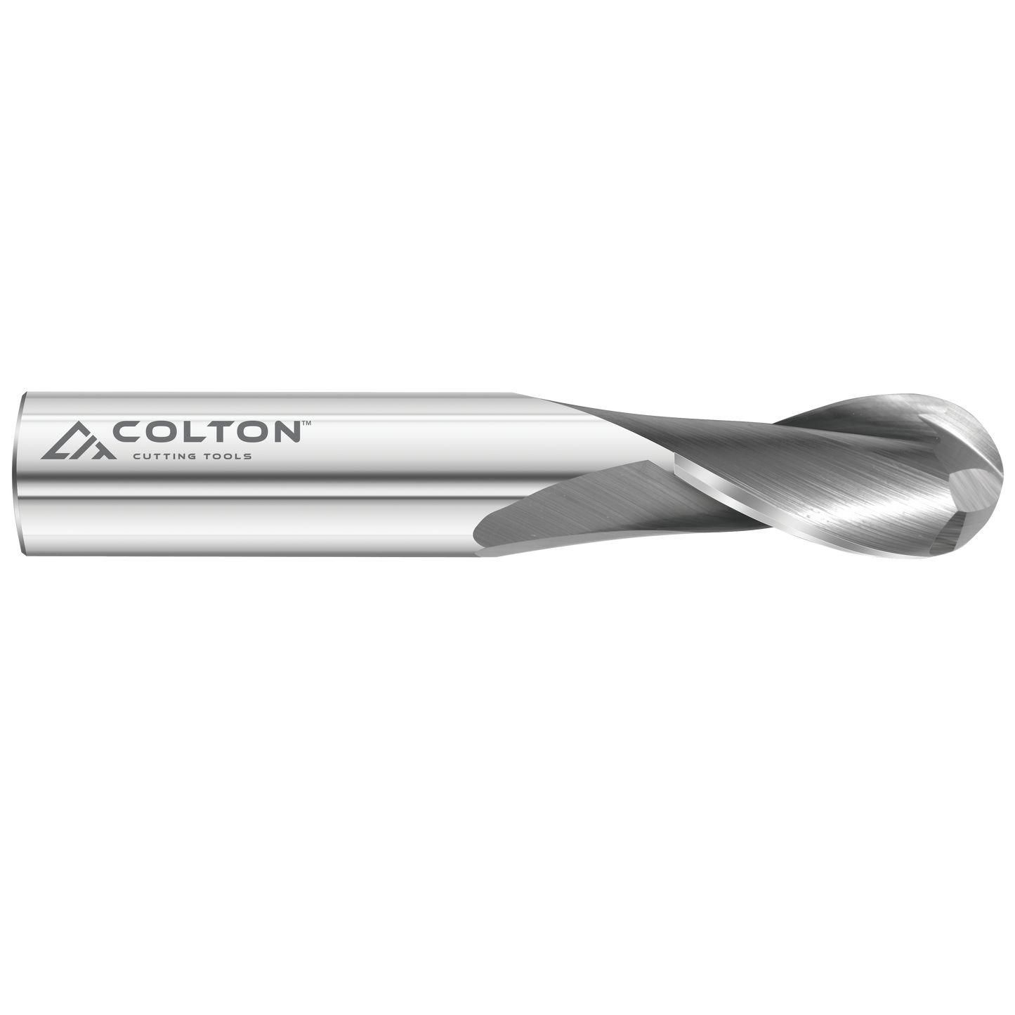 Image of a Colton 2 flute, ball end standard length end mill.